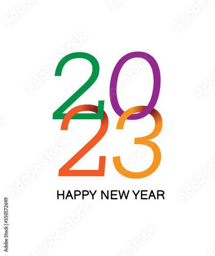 colourful 2023 number hanging in a white background, Happy new year 2023
