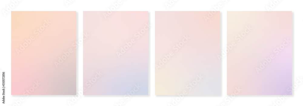 Set of gradient backgrounds in light pearl colors. For invitations, greeting cards, business cards, social media and other stylish projects. For web and print.
