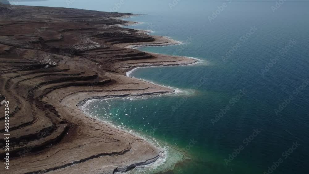 Aerial view of the amazing coastline of the dead sea in Jordan Aerial view of the amazing coastline of the dead sea in Jordan