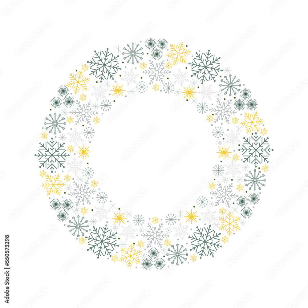Christmas snowflake wreath on white background. Christmas snowflake wreath on white background.