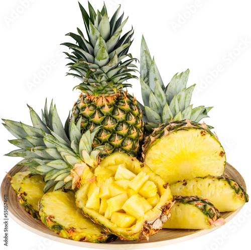 Platter of decorative fresh pineapple