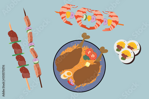 Mutton or lamb biriyani with basmati rice with egg design
