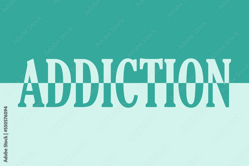 Addiction, icon. Logo. Colorful typography banner with single word ...