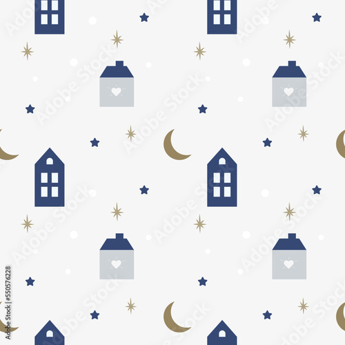 Cozy scandinavian pattern winter home. Merry Christmas and Happy New Year pattern. Cozy background 