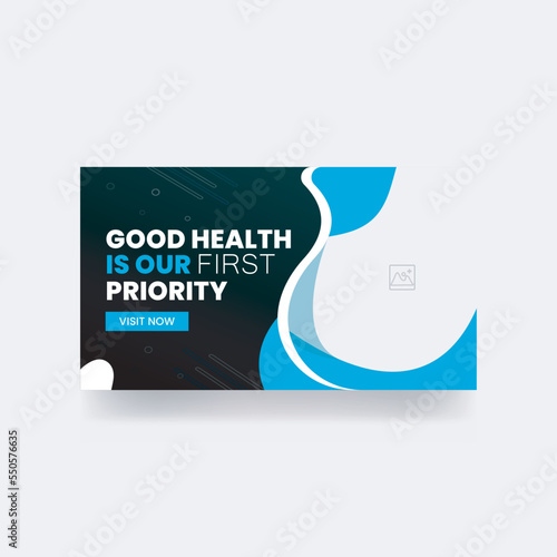 Healthcare youtube thumbnail and Medical web banner cover post design template
