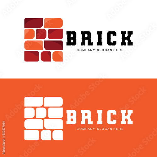 Bricks Logo Design, Material Stone Illustration Vector, Building Construction Icon