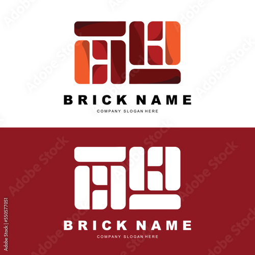 Bricks Logo Design, Material Stone Illustration Vector, Building Construction Icon