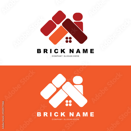 Bricks Logo Design, Material Stone Illustration Vector, Building Construction Icon
