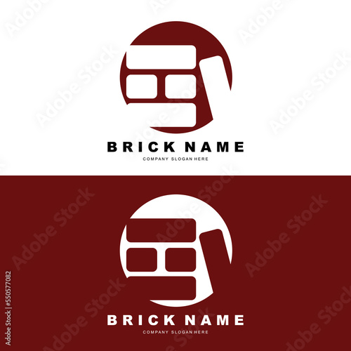 Bricks Logo Design, Material Stone Illustration Vector, Building Construction Icon