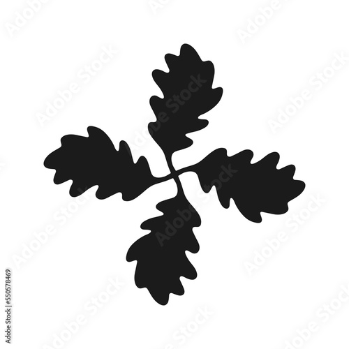 Four Twisted Oak Leaves Silhouette Icon