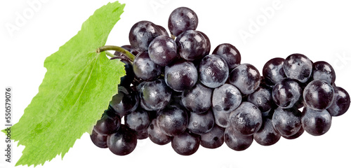 Konstfotografi Red Grape Cluster With Leaf - Isolated