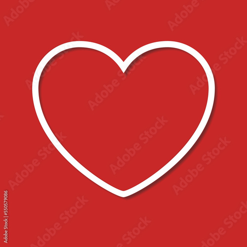 Heart on red background. Ve...