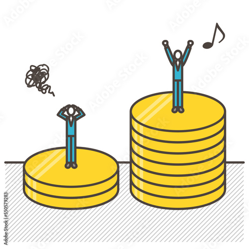 Income inequality, social inequality, salary inequality, rich people, poor people, winners and losers [Vector illustration].