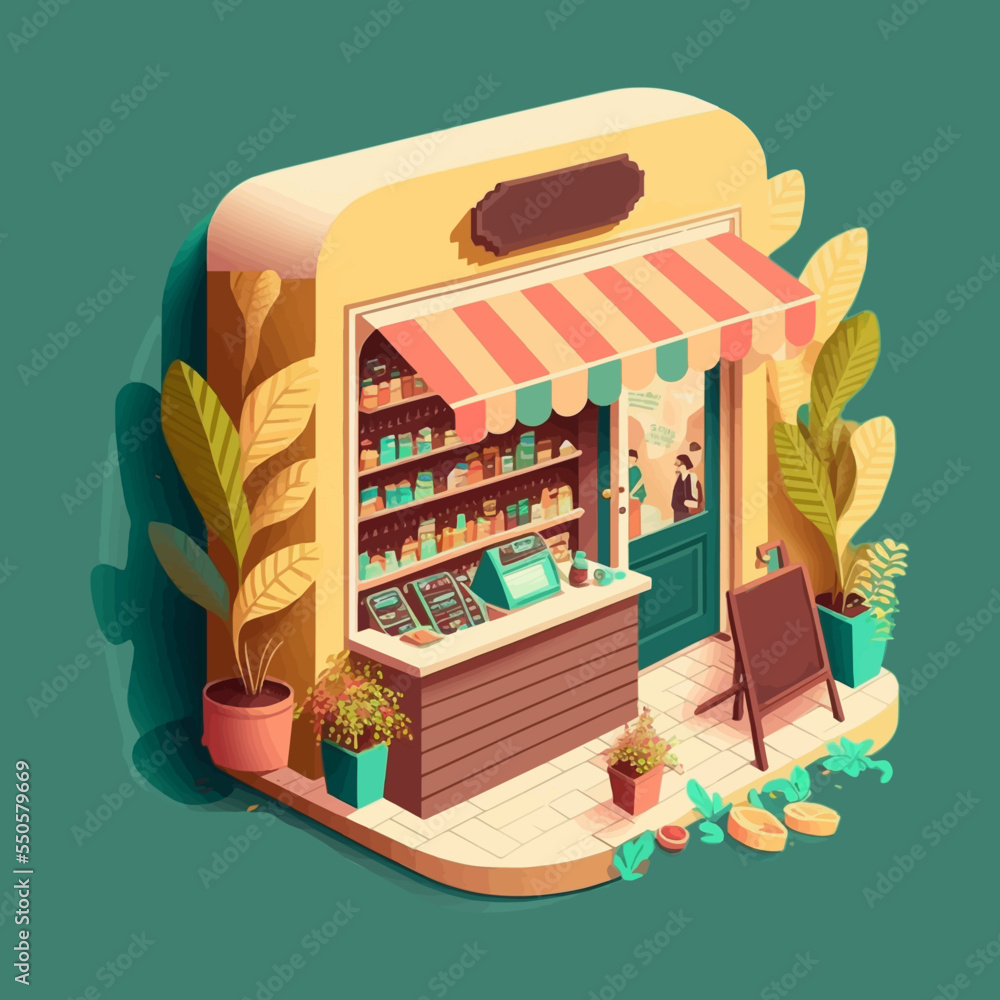 small business store shop design restaurants, bistro vector flat illustration