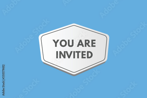 you are invited Button. you are invited Sign Icon Label Sticker Web Buttons 