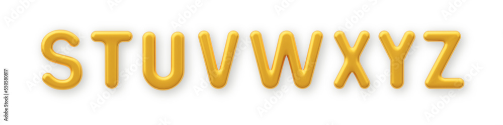 3D Gold uppercase letters S, T, U, V, W, X, Y and Z on a white background. 3D Gold uppercase letters S, T, U, V, W, X, Y and Z on a white background.