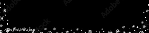 Winter banner with black background and white snowflakes