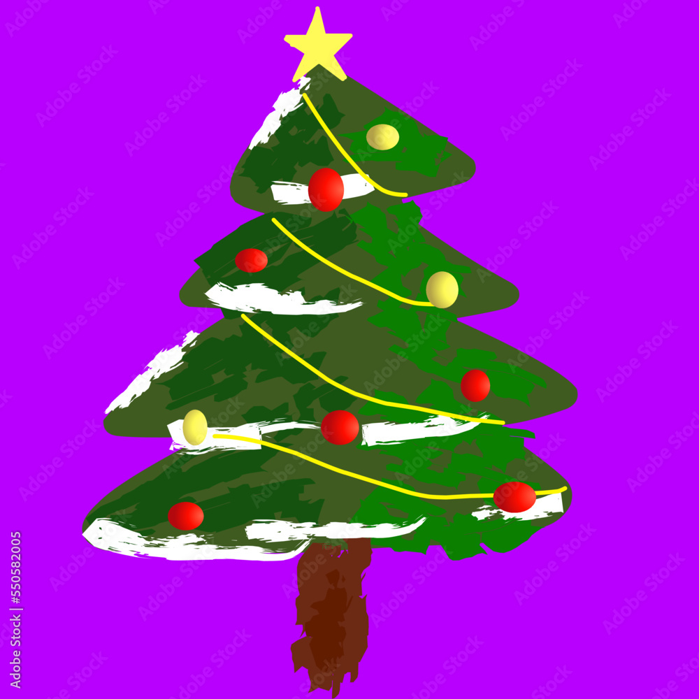 decorated christmas tree vector illustration. decorated christmas tree vector illustration.