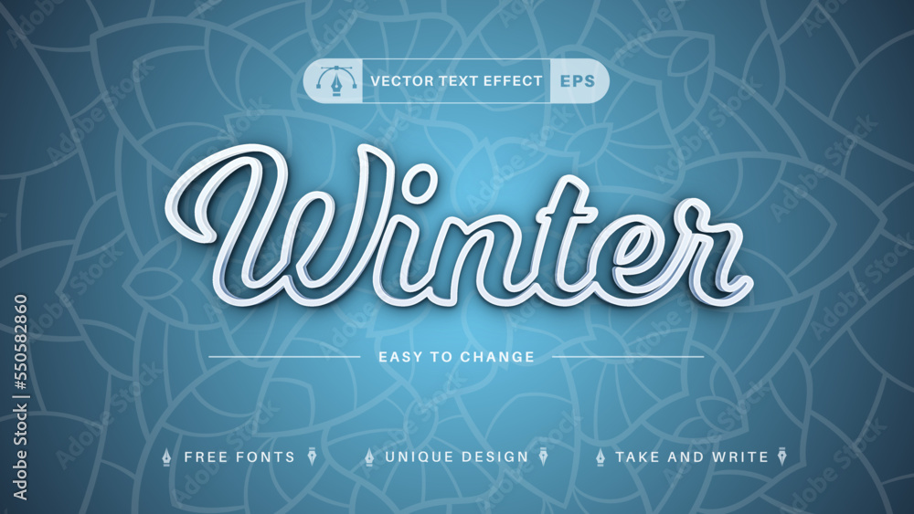 Winter Stroke - Editable Text Effect, Font Style