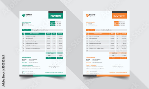 Invoice template design,  Invoicing quotes, money bills, price invoices, payment agreement design, business invoice