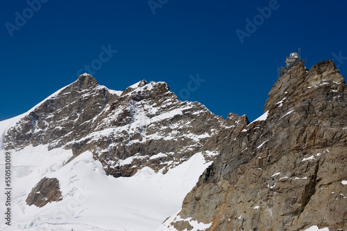 The Jungfrau, with the Sphinx and its observatory on the right: from the Jungfraujoch, Bernese Alps, Switzerland