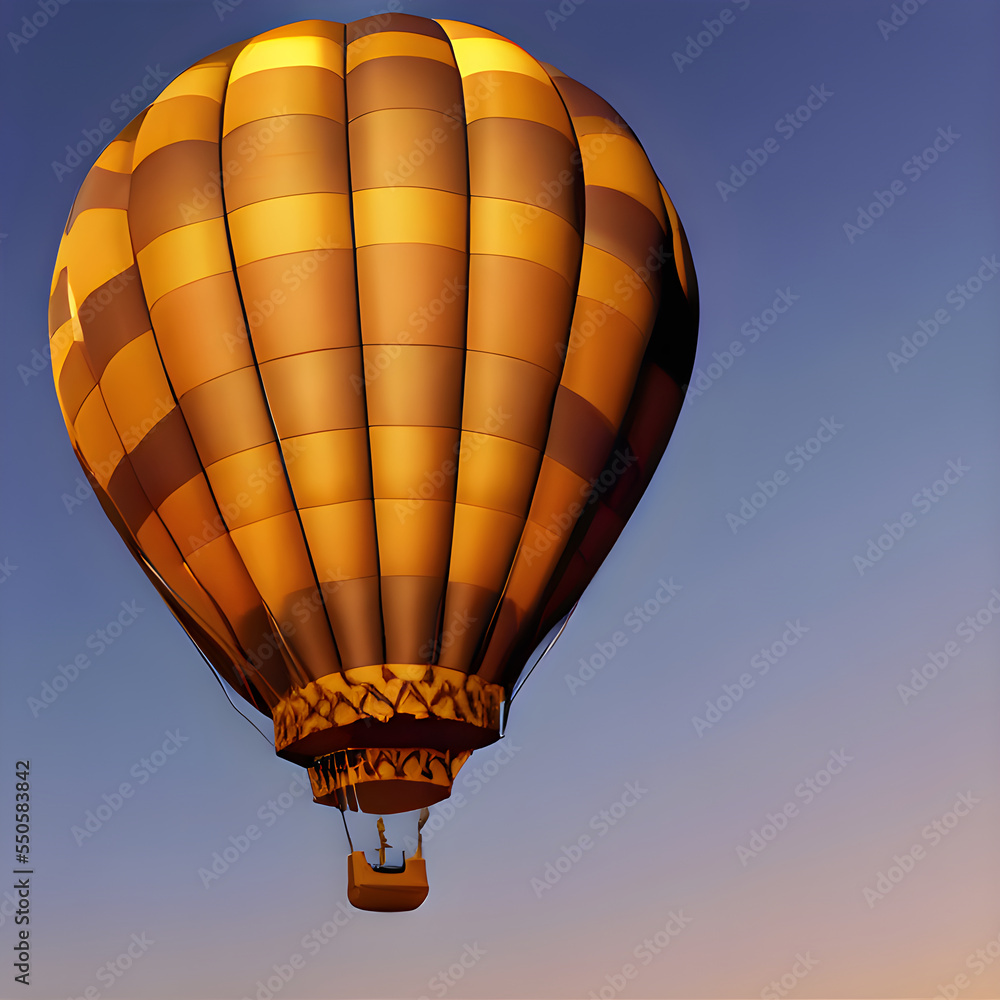 Obraz premium 気球やバルーンが飛ぶ架空の風景イラスト