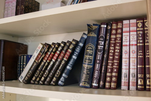 A pile of ancients
 Jewish Talmud and Gemara books was photographed in Israel. placed on top of each other in a close-up shot