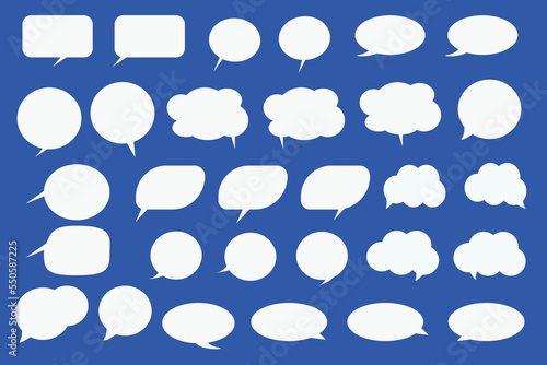 Set of speech bubbles. Blank empty vector white speech bubbles. Cartoon balloon word design. Speak bubble text, chatting box, message box.