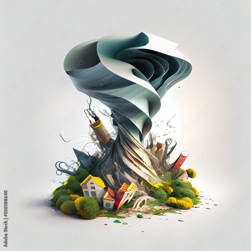 tornado, typhoon beautiful cartoon isometric diorama of natural disaster  generated by Ai Stock Illustration | Adobe Stock