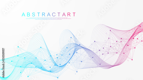 Global network connection concept. Big data visualization. Social network communication in the global computer networks. Internet technology. Business. Science. Vector illustration