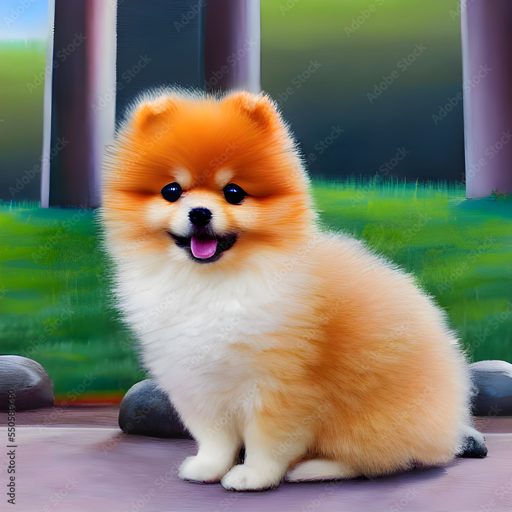 Obraz premium かわいらしいポメラニアンのイラスト