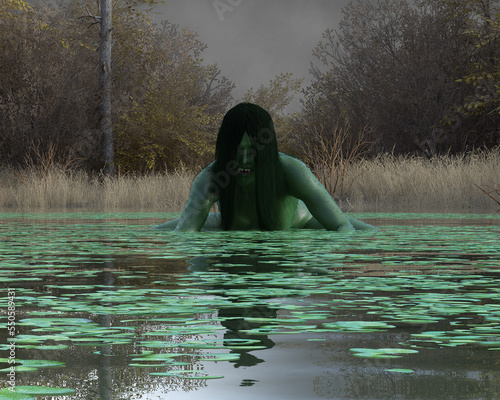 Tableau sur toile 3d illustration of Jenny Greenteeth of British/English folklore