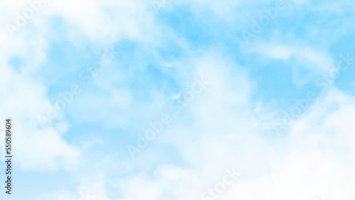 Blue sky with altostratus clouds background,Vector Cartoon sky with cirrus clouds, Concept all seasonal horizon banner in sunny day spring and summer in the morning.