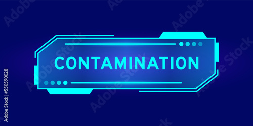 Futuristic hud banner that have word contamination on user interface screen on blue background