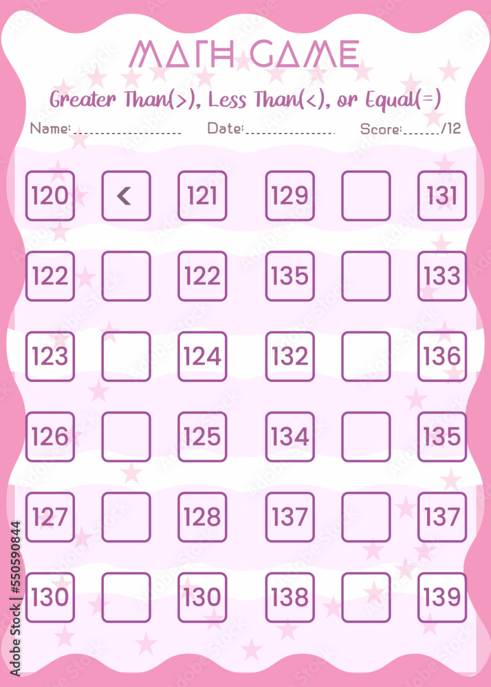 Comparing numbers worksheet. Easy worksheet, math game for children in ...