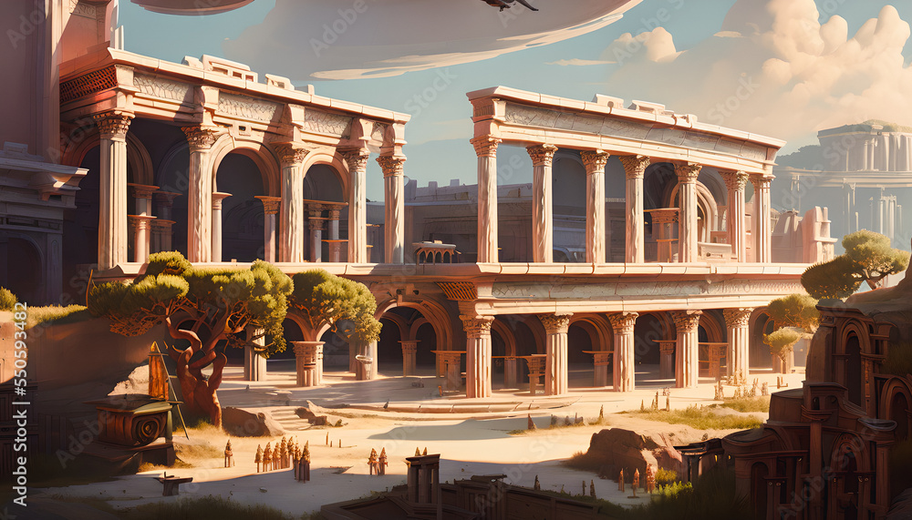 Fototapeta premium Artistic concept illustration of a Roman hipodrome, background illustration.