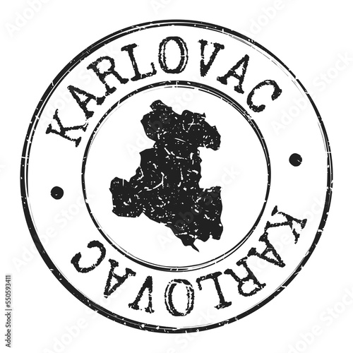 Karlovac, Croatia Silhouette Postal Passport. Stamp Round Vector Icon Map. Design Travel Postmark.  photo