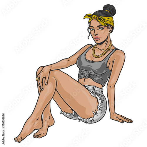 Hot trendy girl sketch colorful