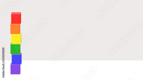 6個のカラフルな虹色のブロック - おもちゃ･LGBTQ＋･多様性のイメージ素材
