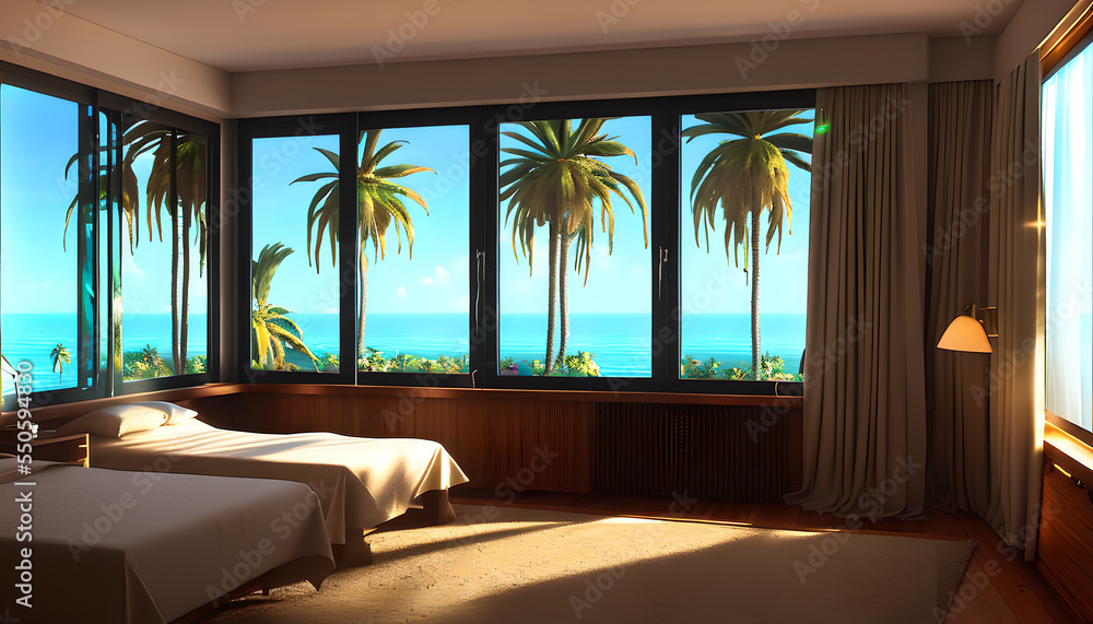 Fototapeta premium beautiful hotel room interior with windows