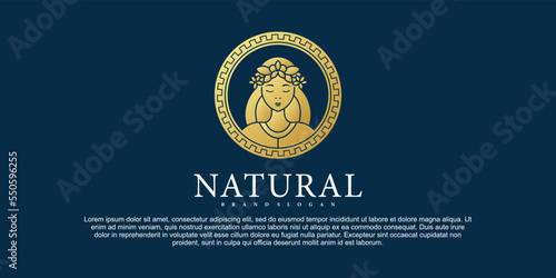 Luxury beauty woman logo template with creative emblem style Premium Vektor