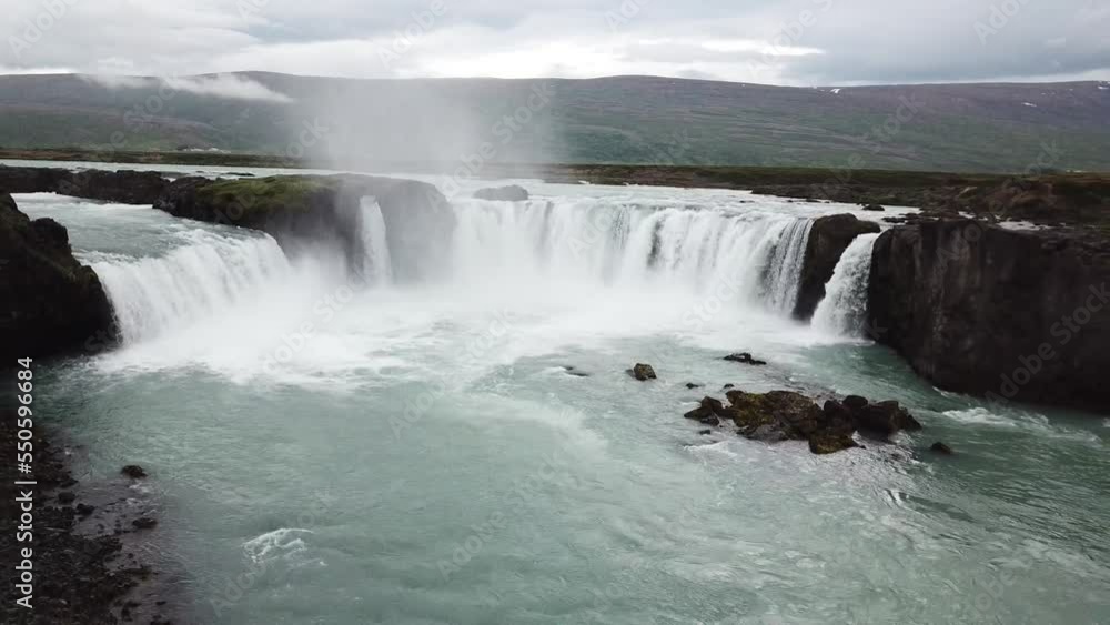 Aerial view of Godafoss waterfall, North Iceland Aerial view of Godafoss waterfall, North Iceland
