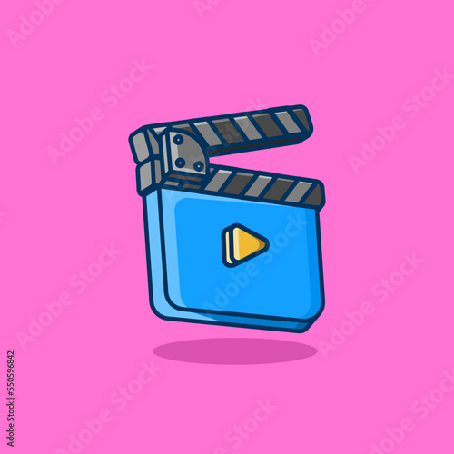 clapperboard illustration in cartoon style on isolated background. movie concept icon