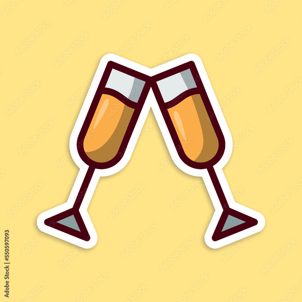 cheers, editable cartoon style sticker vector cheers, editable cartoon style sticker vector