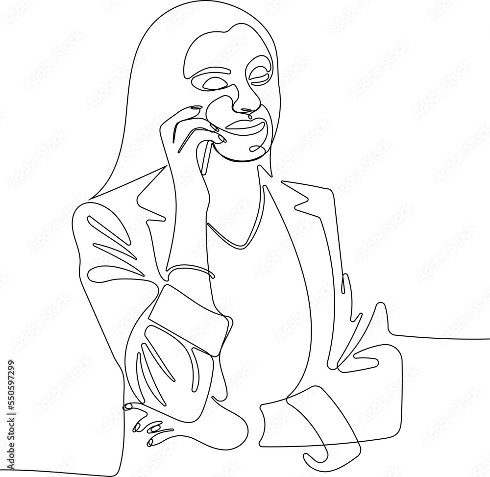 One continuous line is the concept. Vector illustration. Continuous line drawing of focused young woman using laptop typing on keyboard writing email or message for your design minimal One continuous line is the concept. Vector illustration. Continuous line drawing of focused young woman using laptop typing on keyboard writing email or message for your design minimal