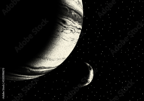 Space landscape with scenic view on planet and stars made with r