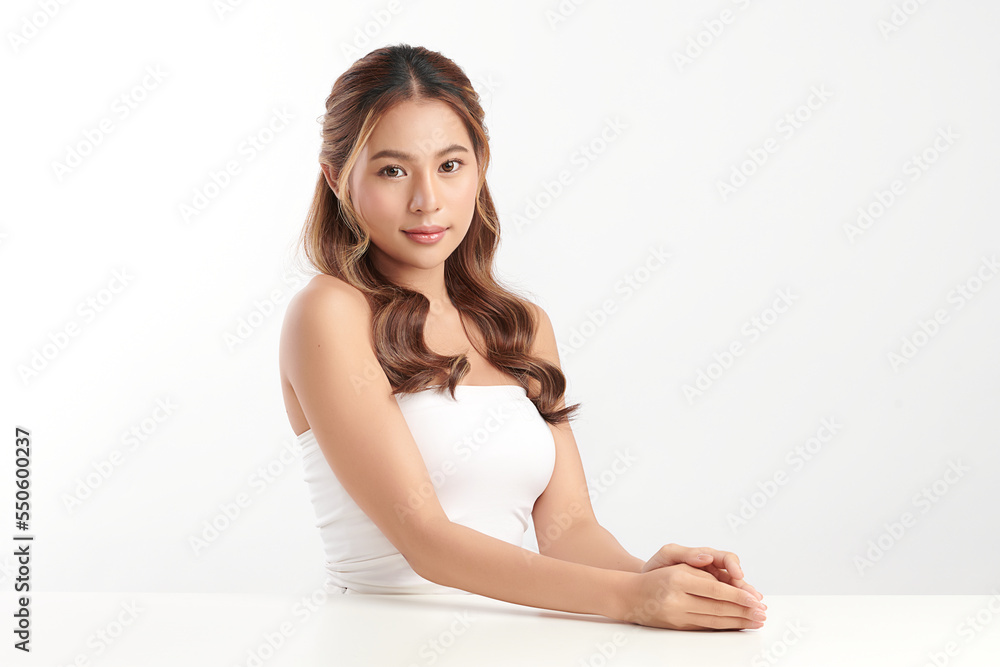 Beautiful young asian woman with clean fresh skin on white background, Face care, Facial treatment, Cosmetology, beauty and spa, Asian women portrait. Beautiful young asian woman with clean fresh skin on white background, Face care, Facial treatment, Cosmetology, beauty and spa, Asian women portrait.