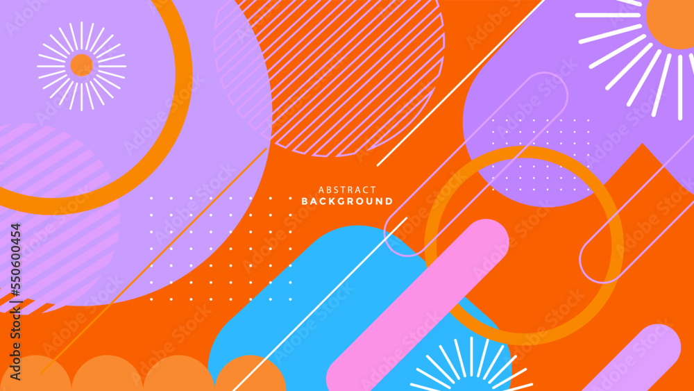 Abstract geometric pattern design in retro style. Vector illustration with memphis style