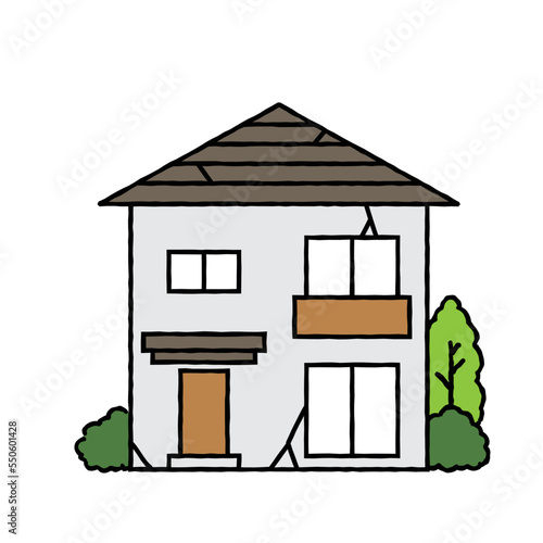 老朽化したシンプルな一軒家のイラスト