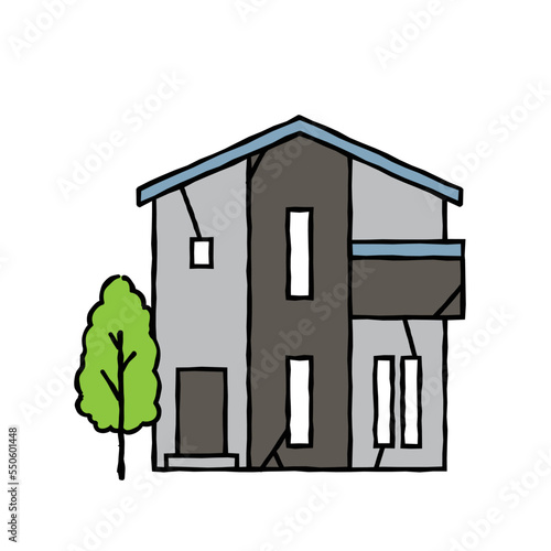 老朽化したシンプルな一軒家のイラスト